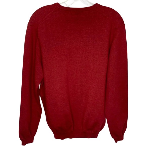 Brooks Brothers Men's Sweater Red Italian Merino Wool V-Neck Pullover Size XL - Picture 3 of 8